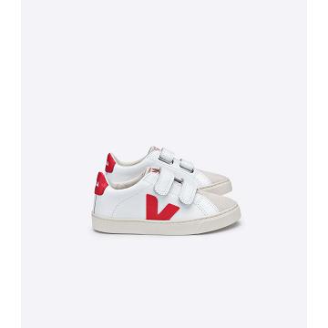 White/Red Kids' Veja ESPLAR LEATHER Sneakers | AU 811ILH